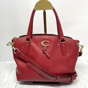 Coach Remi 1317 Satchel True Red Pebbled Leather Crossbody Handbag Preowned
